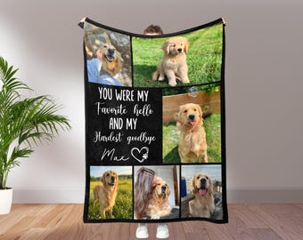 Personalized Dog Memorial Blanket, Custom Pet Photo Collage, Dog Blanket Picture With Name, Pet Loss Remembrance Gift, Dog Cat Lover Gifts