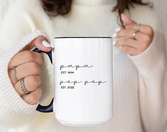 Personalized Grandpa Est 2025 Mug, Custom Name Future Papa Pregnancy Reveal, Father&#39;s Day Gift, Promoted Dad to Grandpa Mug, First Time Dad