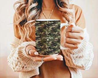 Personalized Grandpa Camo Mug, Dad Coffee Mug, Custom New Dad Gift, Fathers Day Gift, Pop Pop Dada Papa Gift, Grandparent Gift, Dad Birthday