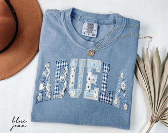 Comfort Colors® Abuela Shirt, Floral Faux Patchwork Spanish Grandma Tee, Abuela Gift, Mothers Day Gift, Gift From Grandkids,New Grandma Gift