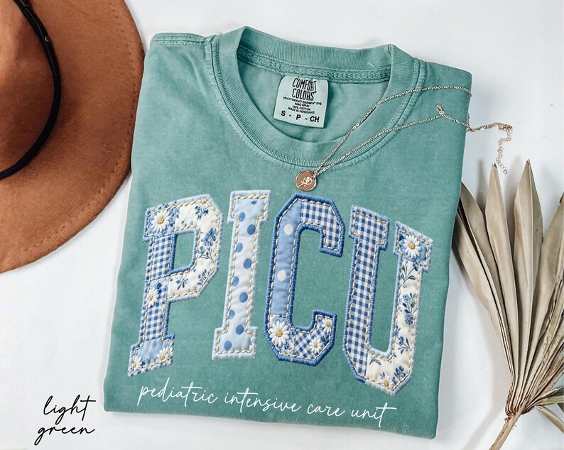 Comfort Colors® PICU Nurse Floral Shirt, Faux Patchwork Pediatric Intensive Care Unit Tee, Nurse Graduation Gift, Nurse Appreciation Gifts image 3