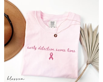 Comfort Colors® Breast Cancer Shirt, Early Detection Saves Lives Tee, Pink Ribbon Support Tee, In October We Wear Pink Shirt,Cancer Survivor