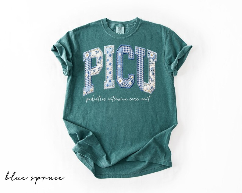 Comfort Colors® PICU Nurse Floral Shirt, Faux Patchwork Pediatric Intensive Care Unit Tee, Nurse Graduation Gift, Nurse Appreciation Gifts image 7