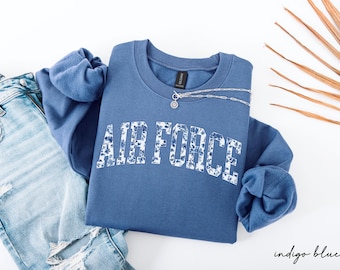 Air Force Sweatshirt, Military Graduation Gift, Proud Airman Family Crewneck, Air Force Wife Gift, Air Force Mom Sweater, USAF Outfit Gifts