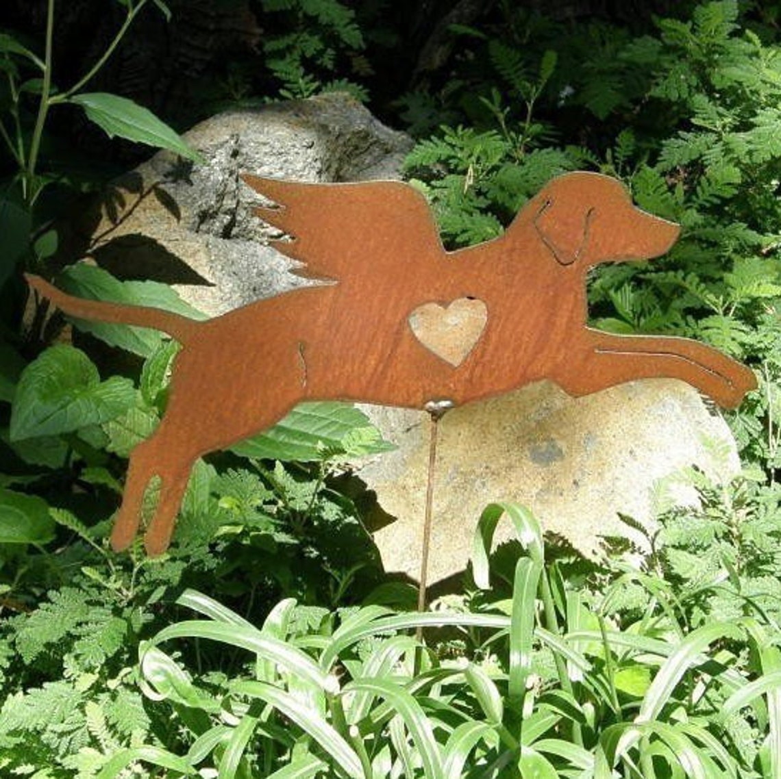 Rusty Finish Metal Garden Art Labrador Retriever Lab Dog Angel Etsy