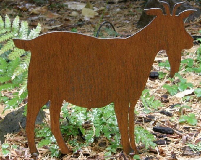 Rusty Finish Metal Goat Silhouette Garden Art Yard Stake Etsy