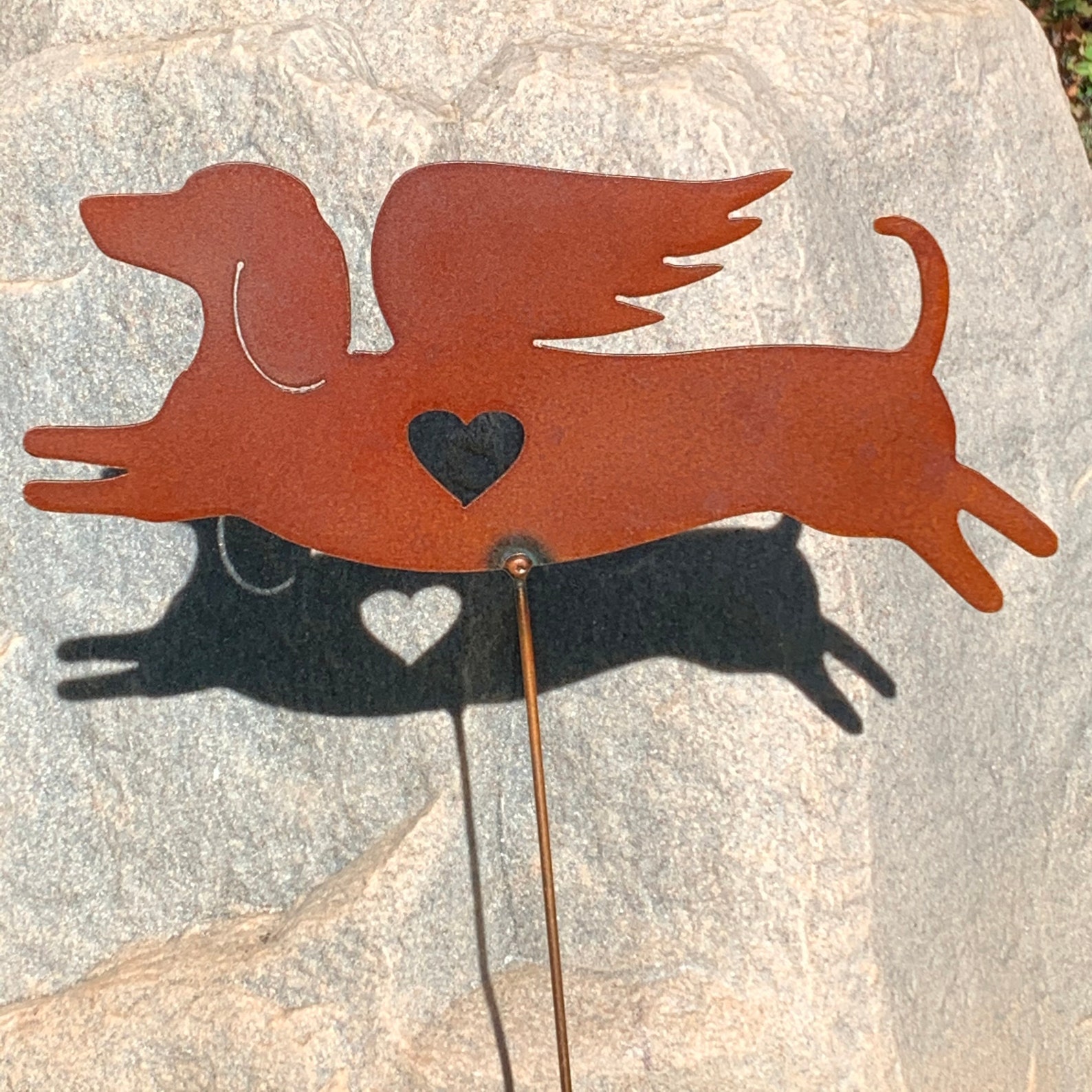Rusty Finish Metal Garden Art Dachshund Angel Memorial Yard Etsy