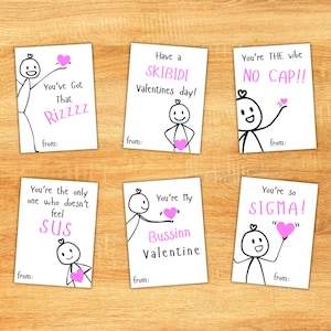 Slang Kids Valentine&#39;s Day Cards, Funny Printable Classroom Valentine, Teen Tween School Valentines, Boys Valentines, Canva