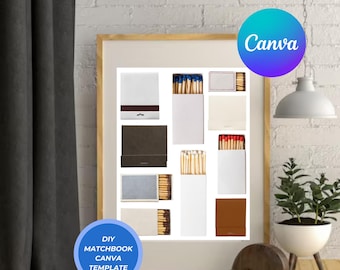 Pusty szablon pudełka zapałek | Pobieranie cyfrowe | Niestandardowe zapałki | Spersonalizowany cyfrowy prezent w postaci pudełka zapałek | Duża spersonalizowana sztuka pudełka zapałek DIY | PDF