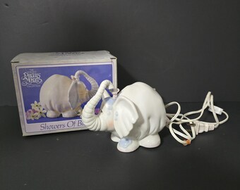 Vintage Precious Moments Elephant & Mouse  1990 Enesco Night Light Porcelain
