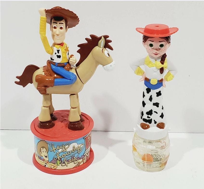 Vintage 1999 Jessie & Woody Mcdonalds Spree Candy Dispenser Disney