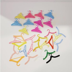 Barbie Doll Clothes Hangers 15 vintage hangers for Baby Doll Clothing, Assorted Colorful Plastic vintage clothes hangers
