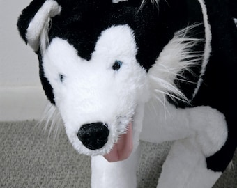 Melissa Doug Black and White Siberian Large Husky Stuffed Dog