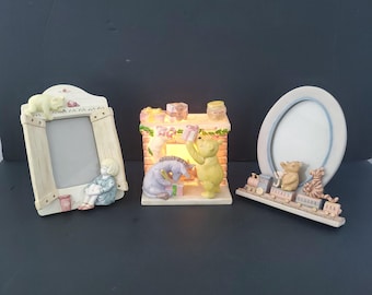 Charpente Winnie the Pooh Eeyore Fireplace Nightlight Lamp and 2 Picture Frames, Nursery Decoration, Night Lamp Photo Frames