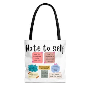 Note to Self Tote Bag: Positive Affirmations Design