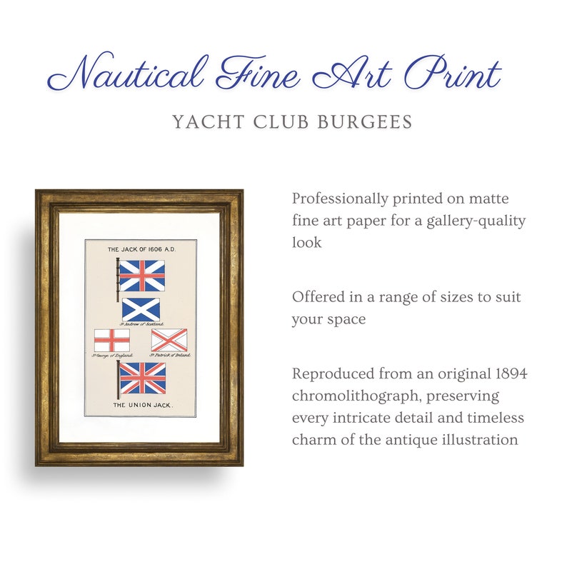 Union Jack Vintage Yacht Flags Nautical Art Print Free Shipping Etsy
