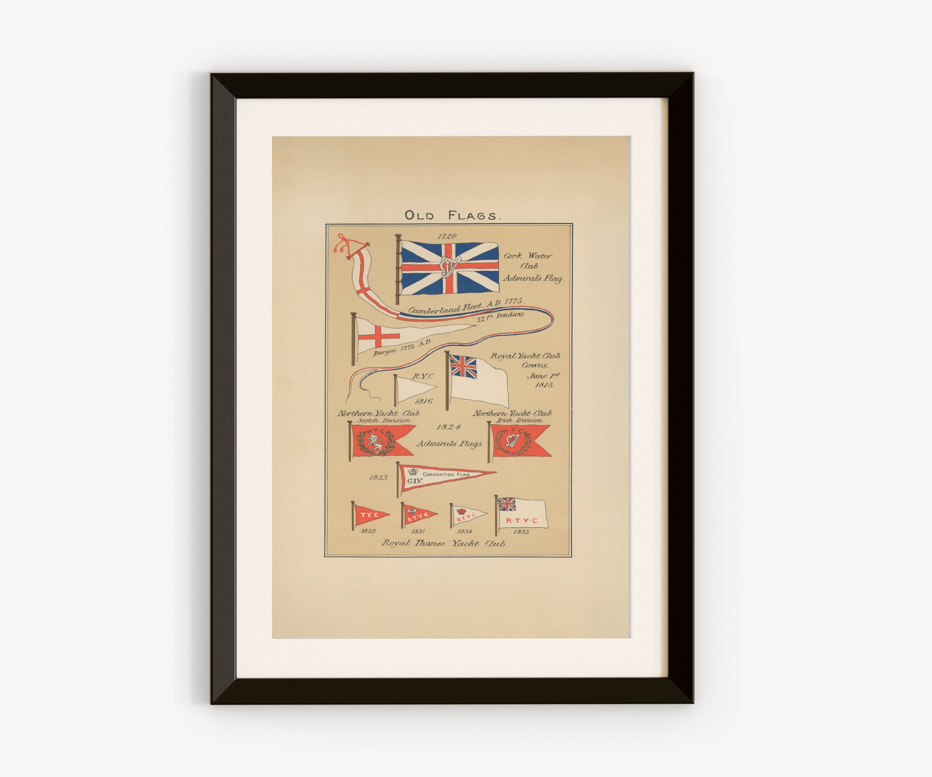 Vintage Yacht Flags Old Yacht Club Flags 1894 Nautical Wall Art Instant ...