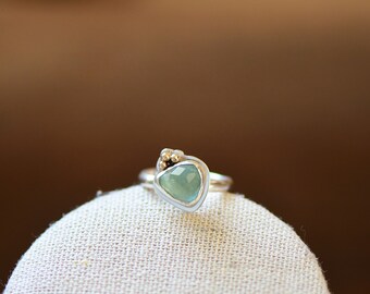 Rose Cut Tourmaline Ring, Sterling Silver, 14k Gold Accents