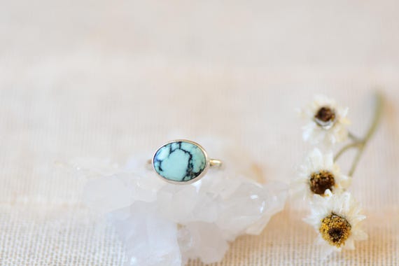 Free Form Variscite Sterling Silver Ring, Size 7.5