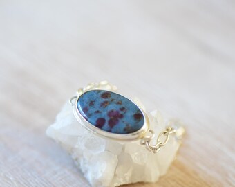 Ruby in Kyanite Bracelet, Sterling Silver Chain, Handmade