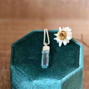 Aquamarine Necklace. Natural Blue Aquamarine Birthstone. Minimalist Gift. March Birthstone. Raw Aquamarine Crystal Gift