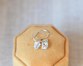 Orecchini pendenti in argento sterling con diamanti Herkimer, cristallo grezzo