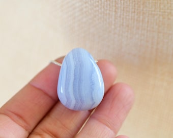 Blue Lace Agate Sterling Silver Necklace – Communication Crystal Pendant