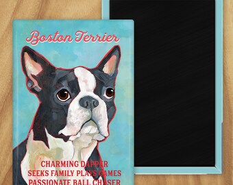 Boston terrier magnet,coworker gift,hostess gift,housewarming gift,in memory of,thinking of you,graduation gift,