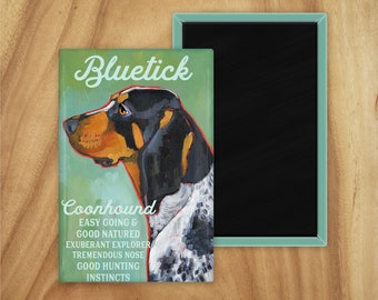 Bluetick Coonhound magnet,coworker gift,stockingstuffer,hostess gift,dog mom gift,refrigerator magnet,pet painting,ursula dodge,in memory of