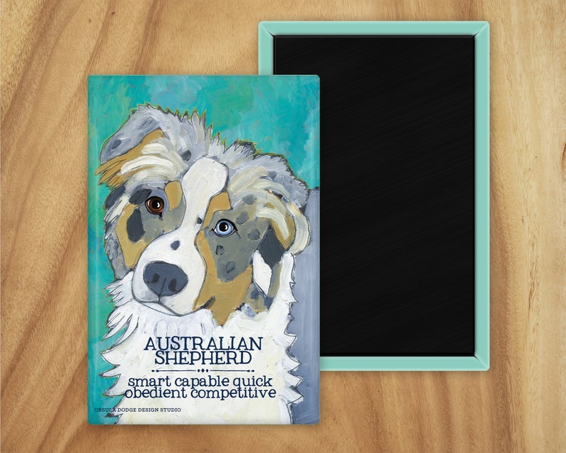 Australian shepherd magnet, aussie blue merle,dog mom gift,coworker gift,hostess gift,christmas gift,stocking stuffer,housewarming gift image 1