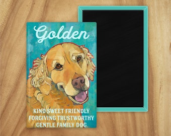 Golden retriever magnet,coworker gift,hostess gift,housewarming gift,graduation gift,thank you gift,in memory of,thinking of you