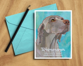 Weimaraner blank notecards,coworker gift,hostess gift,stocking stuffer,in memory of,thinking of you,housewarming,christmas, graduation