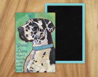 Harlequin great dane magnet,coworker gift,hostess gift,stocking stuffer,housewarming gift,thank you gift,in memory of,thinking of you