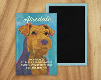 Airedale magnet,coworker gift,hostess gift,housewarming gift,student gift,thank you gift,in memory of,thinking of you,stocking stuffer