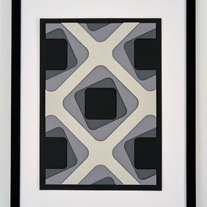 Monochrome Layers – Minimalist Layered Paper Wall Art | Geometric Modern Decor | Neutral Tones | Framed Handmade Artwork