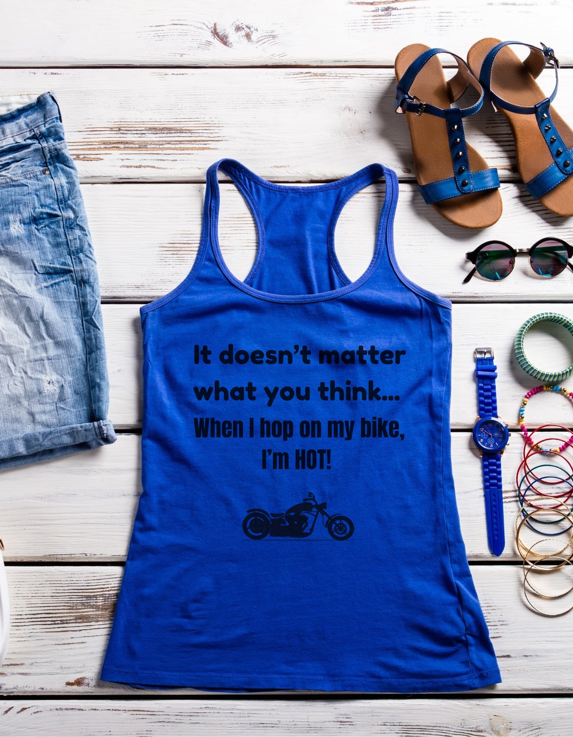 Riders Motorcycle Lettuce-Edge Graphic Tank Top main image 0