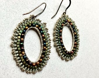 Oval Brick Stitch Earrings with Sterling Wires