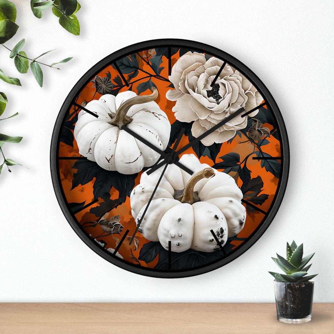 Harvest Bloom Wall Clock, Autumn Home Decor, Thanksgiving Gift, Modern ...
