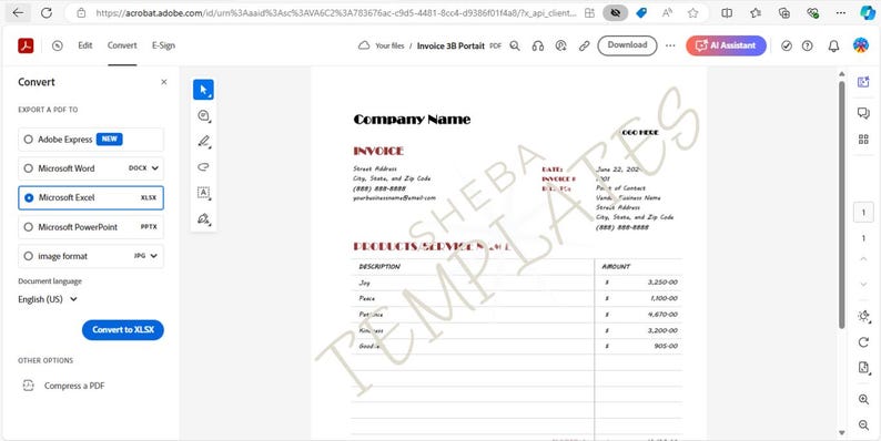 Editable Minimalist Invoice Template, PDF, Google Docs/sheets, MS Word ...
