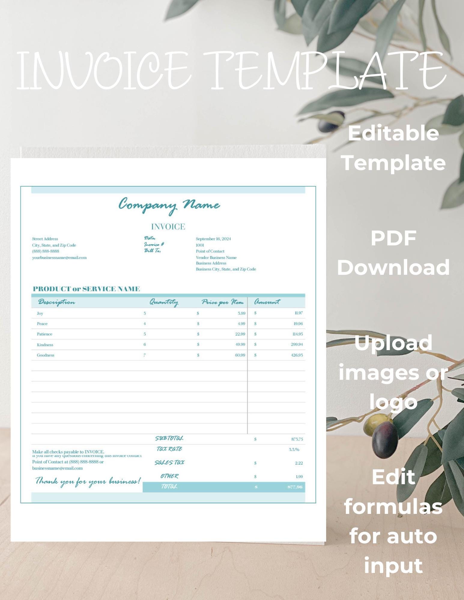 Sample Invoice Statement Pdf Editable Minimalist Invoice Template, PDF, Google Docs/sheets, MS Word ...