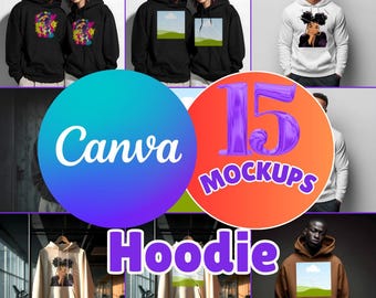 Paquete de maquetas de sudadera con capucha Gildan 18500: cordón extraíble, Canva 4K (descarga digital)