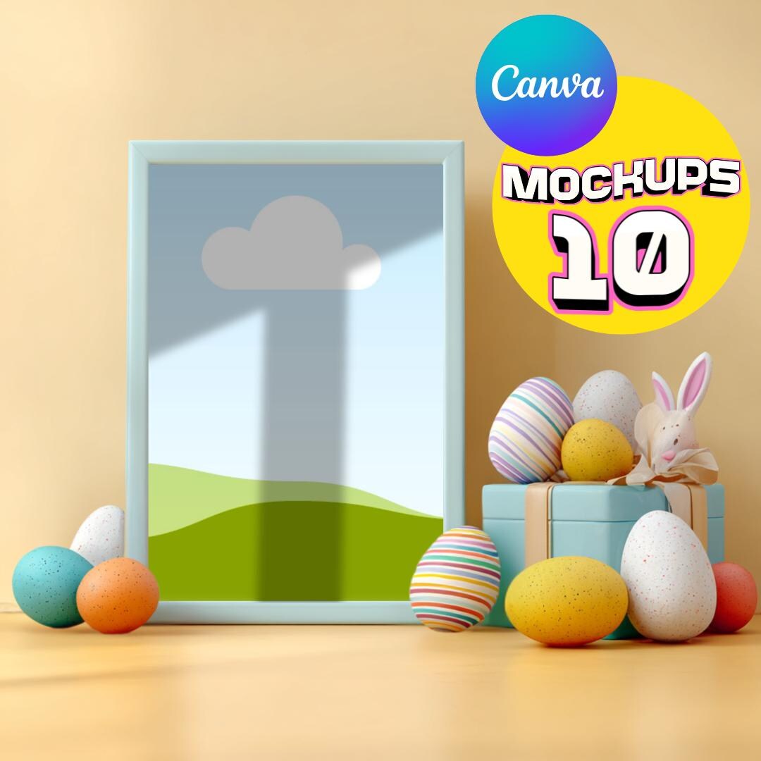 Easter Canva Picture Frame Mockups | 10 Drag and Drop Frame Mockup ...