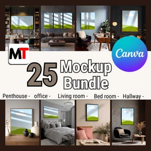 Canva Frame Mockups: 4K Wall Art Templates for Commercial Use (Digital Download)