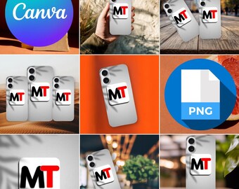 Può includere: Una collezione di custodie grigie per telefoni con un quadrato bianco con le lettere "MT" in nero e rosso. Le custodie sono esposte in vari contesti, tra cui una mano, una superficie in legno e un paesaggio desertico. Un accessorio moderno.