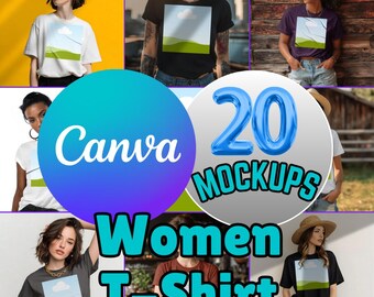 Women's T-Shirt Mockup Bundle: Canva 4K, Gildan 500 & Bella Canvas (Digital Download)