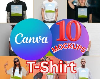 Maquetas de camisetas Gildan en Canva: Modelos reales, PNG 4K (Paquete de descarga instantánea)