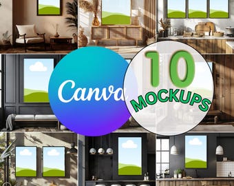 10 CANVA 4K drag and Drop Template Wall Frame mockup, Wall art mockup, Mockup bundle for artist and business owner lifetime use Canva files