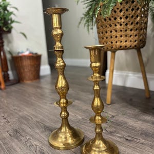 Pair of Vintage Floor standing Brass Candlesticks