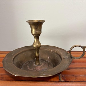 Vintage Brass Chamberstick Candle Holder