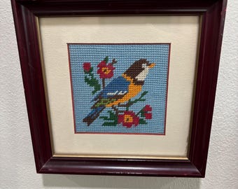 刺繍絵額縁入り ヴィンテージ風の額入り鳥の刺繍絵 – クロスステッチの壁掛け - Etsy 日本